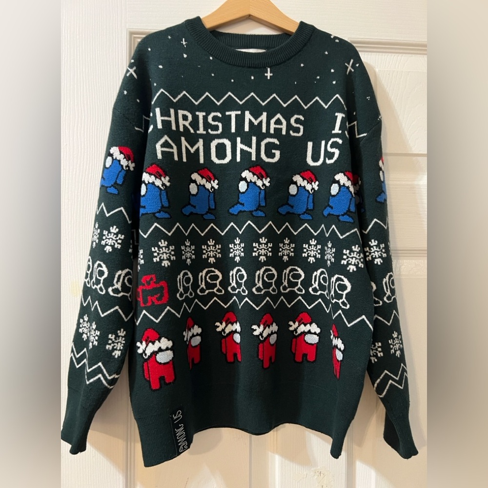 Zara Festive Crewneck Sweater - Green, Red, Blue